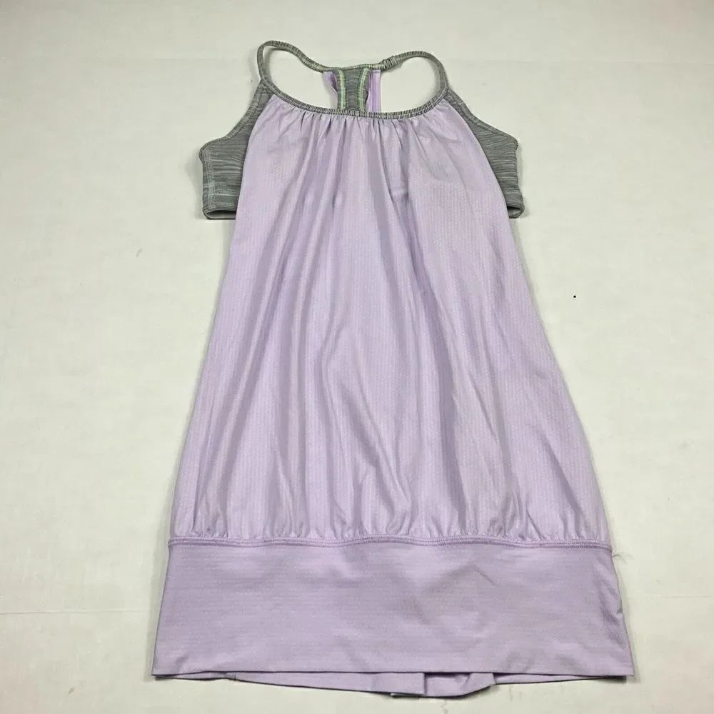 Lululemon Womens No Limit Performance Tank Top Gray Purple Racerback Size 6